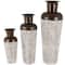 White & Brown Spotted Tapered Floor Metal Vase Set